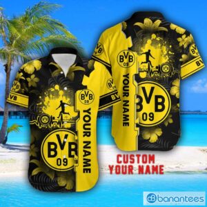 Borussia Dortmund Tropical Combo Hawaiian Shirt And Shorts Personalized Name For Fans Product Photo 2