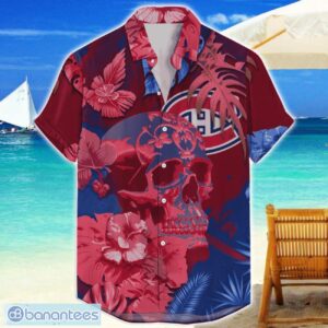 Montreal Canadiens Skull Flower Hawaiian Shirt NHL Halloween Gift For Sports Fans Product Photo 1