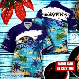 NFL Baltimore Ravens Logo Fans Love Custom Your Name Hawaiian Shirt Full Over Print Product Photo 1