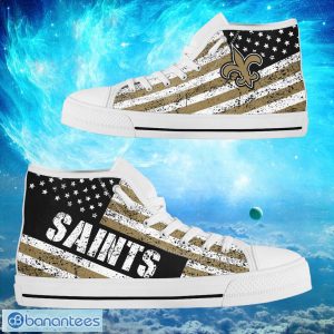 New Orleans Saints Custom America Flag Italic Vintage Style High Top Shoes Product Photo 2