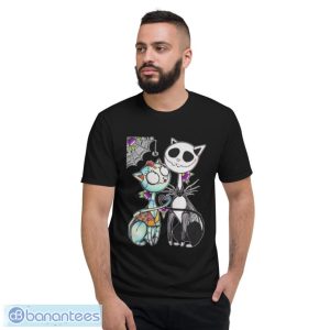 Cat Jack Skellington And Sally Skull Art Happy Halloween T Shirt Product Photo 3