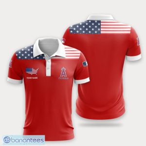 Los Angeles Angels Flag Pattern And Sport Team Logo 3D Polo Shirt Custom Name For Fans Product Photo 1