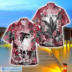 Atlanta Falcons Tropical Floral Skull 3D Hawaiian Shirt Beach Shirt Halloween Gift Product Photo 1