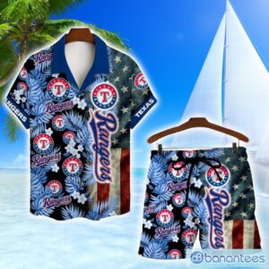 Texas Rangers MLB US Flag Summer Tropical Hawaiian Shirt And Shorts Product Photo 1