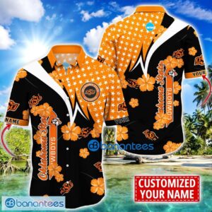 Oklahoma State Cowboys Star and Flower Pattern Tropical Hawaiian Shirt Summer Gift For Men Women Custom Name Product Photo 1