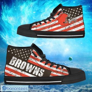 Cleveland Browns Custom America Flag Italic Vintage Style High Top Shoes Product Photo 1