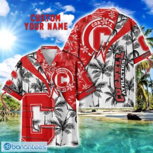 Cornell Big Red Hawaii Shirt Vintage coconut Pattern Tropical Hawaiian Football Beach Shirts Custom Name Product Photo 1