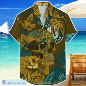Oakland Athletics Skull Flower Hawaiian Shirt MLB Halloween Gift For Sports Fans Product Photo 1