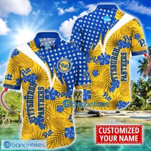 Pittsburgh Panthers Star and Flower Pattern Tropical Hawaiian Shirt Summer Gift For Men Women Custom Name Product Photo 1