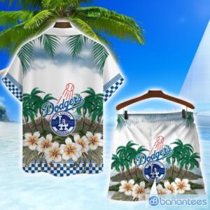 Los Angeles Dodgers Team Logo Flower Hawaiian Shirt And Shorts Beach Gift Product Photo 2
