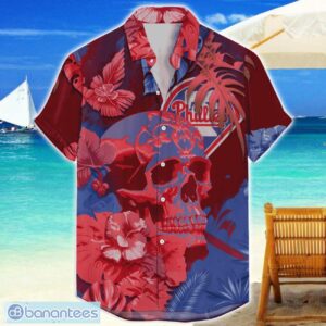 Philadelphia Phillies Skull Flower Hawaiian Shirt MLB Halloween Gift For Sports Fans Product Photo 1