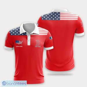 Boston Red Sox Flag Pattern And Sport Team Logo 3D Polo Shirt Custom Name For Fans Product Photo 1