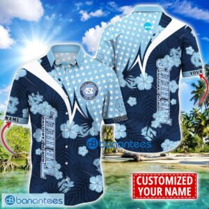 North Carolina Tar Heels Star and Flower Pattern Tropical Hawaiian Shirt Summer Gift For Men Women Custom Name Product Photo 1
