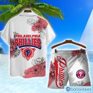 Philadelphia Phillies Team Logo Pattern White Background 3D Hawaiian Shirt And Shorts Product Photo 2