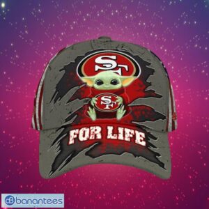 NFL San Francisco 49ers Logo Design Baby Yoda For Life Gifts For Fans Full Over Print Cap Product Photo 1