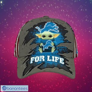 NFL Detroit Lions Logo Design Baby Yoda For Life Gifts For Fans Full Over Print Cap Product Photo 1