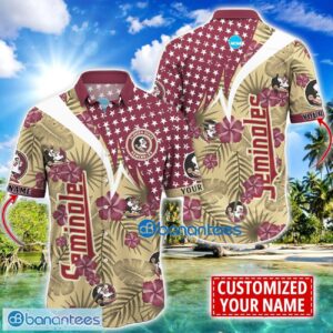 Florida State Seminoles Star and Flower Pattern Tropical Hawaiian Shirt Summer Gift For Men Women Custom Name Product Photo 1