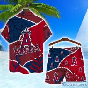 Los Angeles Angels Team Logo Colorful Pattern Hawaiian Shirt And Shorts Set Product Photo 2