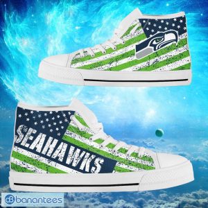 Seattle Seahawks Custom America Flag Italic Vintage Style High Top Shoes Product Photo 2