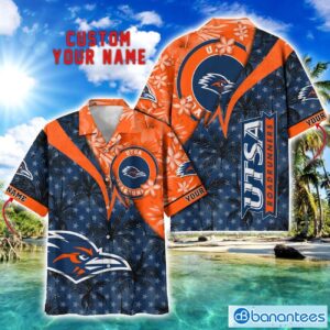 UTSA Roadrunners Hawaii Shirt Vintage coconut Pattern Tropical Hawaiian Football Beach Shirts Custom Name Product Photo 1
