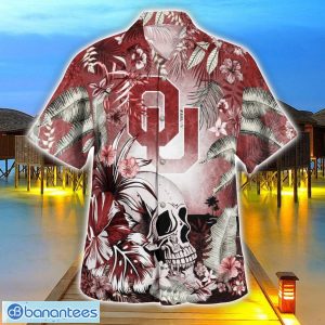 Oklahoma Sooners Tropical Floral Skull 3D Hawaiian Shirt Beach Shirt Halloween Gift Product Photo 3