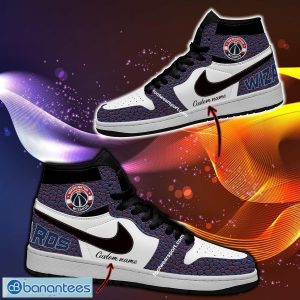 Personalized NBA Washington Wizards Air Jordan 1 Hightop Shoes Glass All Over Print - Personalized NBA Washington Wizards Air Jordan 1 Sneakers Glass Hightop Shoes Photo 1