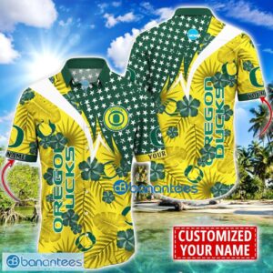 Oregon Ducks Star and Flower Pattern Tropical Hawaiian Shirt Summer Gift For Men Women Custom Name Product Photo 1