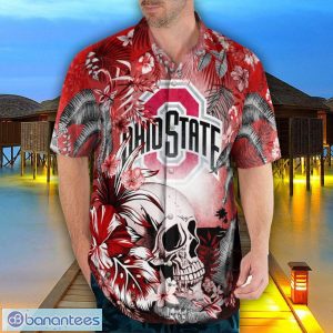 Ohio State Buckeyes Tropical Floral Skull 3D Hawaiian Shirt Beach Shirt Halloween Gift Product Photo 4