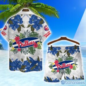 Philadelphia Phillies MLB Summer Flower Pattern Tropical Hawaiian Shirt And Shorts Product Photo 2