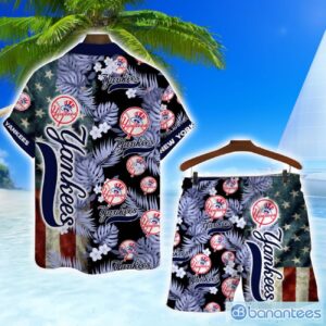 New York Yankees MLB US Flag Summer Tropical Hawaiian Shirt And Shorts Product Photo 2