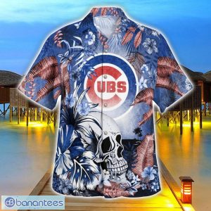 Chicago Cubs Tropical Floral Skull 3D Hawaiian Shirt Beach Shirt Halloween Gift Product Photo 3