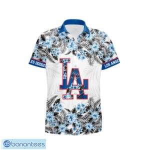 Los Angeles Dodgers Hibiscus Plumeria Flower 3D Printed Hawaiian Shirt Product Photo 2