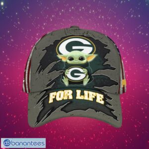 NFL Green Bay Packers Logo Design Baby Yoda For Life Gifts For Fans Full Over Print Cap Product Photo 1