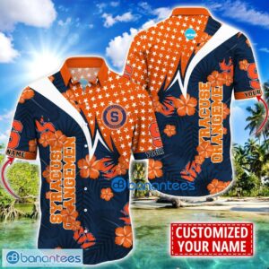 Syracuse Orange Star and Flower Pattern Tropical Hawaiian Shirt Summer Gift For Men Women Custom Name Product Photo 1