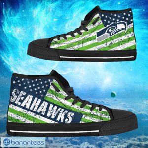 Seattle Seahawks Custom America Flag Italic Vintage Style High Top Shoes Product Photo 1