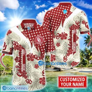 Oklahoma Sooners Star and Flower Pattern Tropical Hawaiian Shirt Summer Gift For Men Women Custom Name Product Photo 1