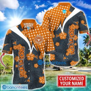 Texas Longhorns Star and Flower Pattern Tropical Hawaiian Shirt Summer Gift For Men Women Custom Name Product Photo 1