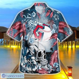 Cleveland Guardians Tropical Floral Skull 3D Hawaiian Shirt Beach Shirt Halloween Gift Product Photo 3