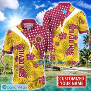 Arizona State Sun Devils Star and Flower Pattern Tropical Hawaiian Shirt Summer Gift For Men Women Custom Name Product Photo 1
