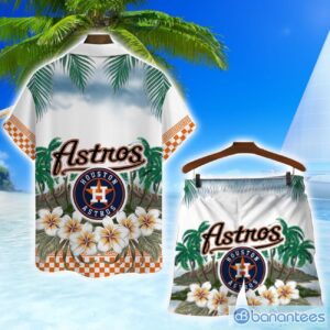 Houston Astros Team Logo Flower Hawaiian Shirt And Shorts Beach Gift Product Photo 2