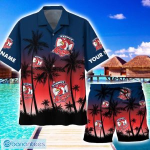 Roosters NRL Custom Name Hawaiian Shirt And Short Pants Gifts For Fans Product Photo 1