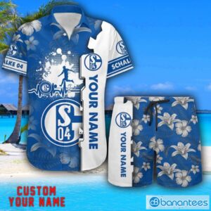 Schalke 04 Tropical Combo Hawaiian Shirt And Shorts Personalized Name For Fans Product Photo 1