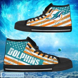 Miami Dolphins Custom America Flag Italic Vintage Style High Top Shoes Product Photo 1