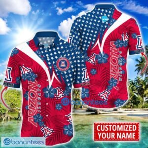 Arizona Wildcats Star and Flower Pattern Tropical Hawaiian Shirt Summer Gift For Men Women Custom Name Product Photo 1