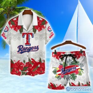Texas Rangers MLB Summer Flower Pattern Tropical Hawaiian Shirt And Shorts Product Photo 1