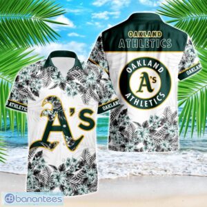 Oakland Athletics Hibiscus Plumeria Flower 3D Printed Hawaiian Shirt Product Photo 1
