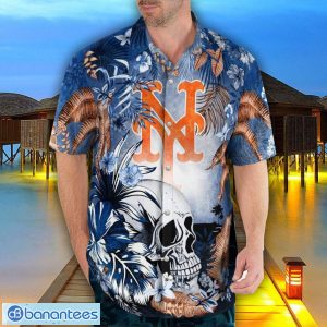 New York Mets Tropical Floral Skull 3D Hawaiian Shirt Beach Shirt Halloween Gift Product Photo 4