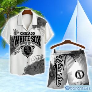Chicago White Sox Team Logo Pattern White Background 3D Hawaiian Shirt And Shorts Product Photo 1