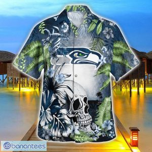 Seattle Seahawks Tropical Floral Skull 3D Hawaiian Shirt Beach Shirt Halloween Gift Product Photo 3