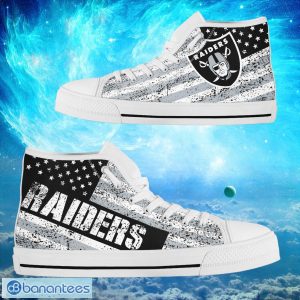 Oakland Raiders Custom America Flag Italic Vintage Style High Top Shoes Product Photo 2